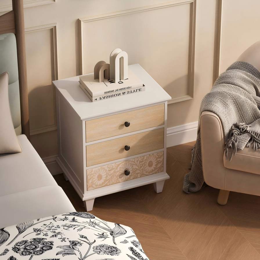 Floral Whimsy 3-Drawer Nightstand
